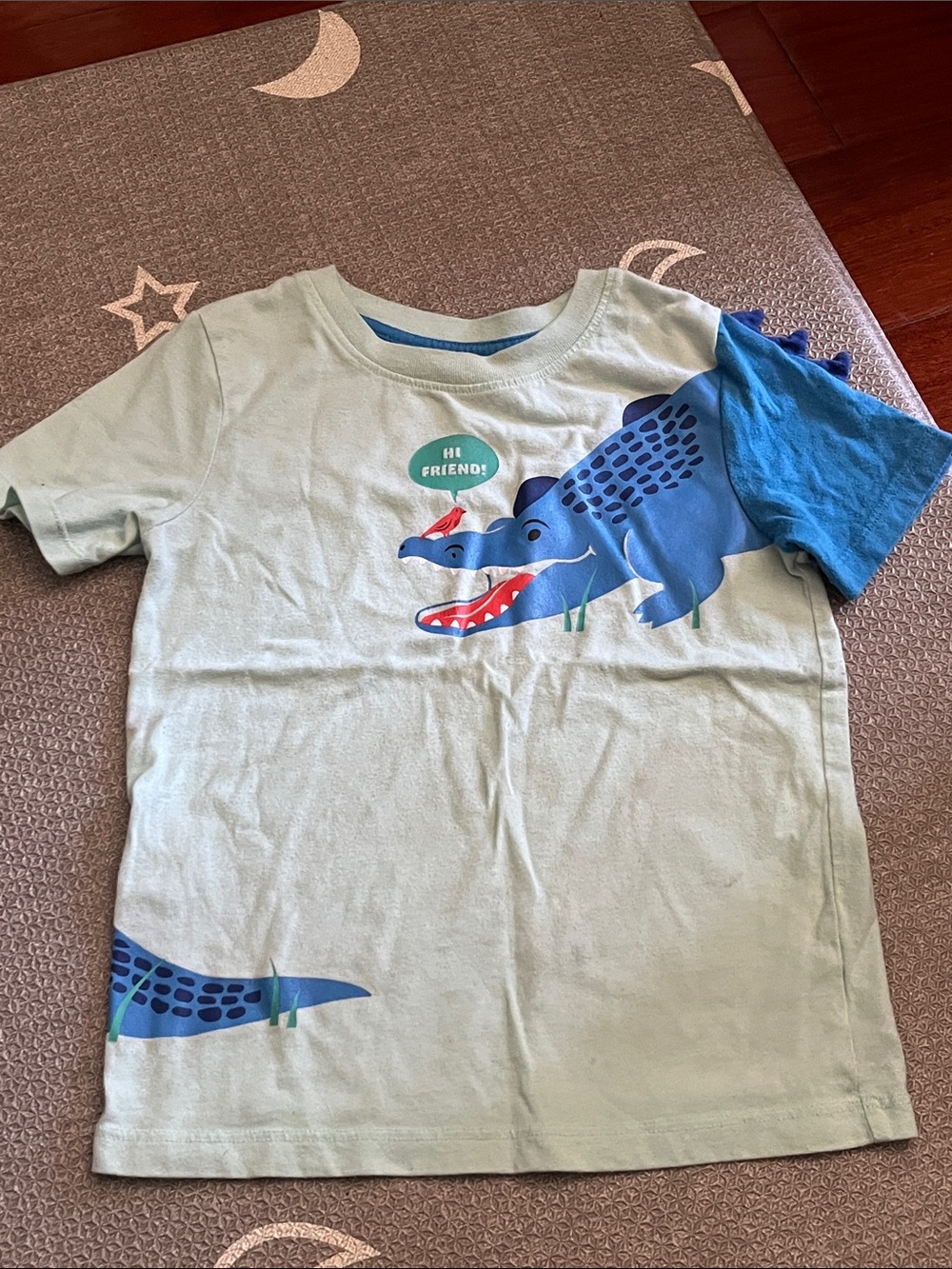 Kids Crocodile Graphic Tee - Light Green & Blue 5T Preloved must bundle